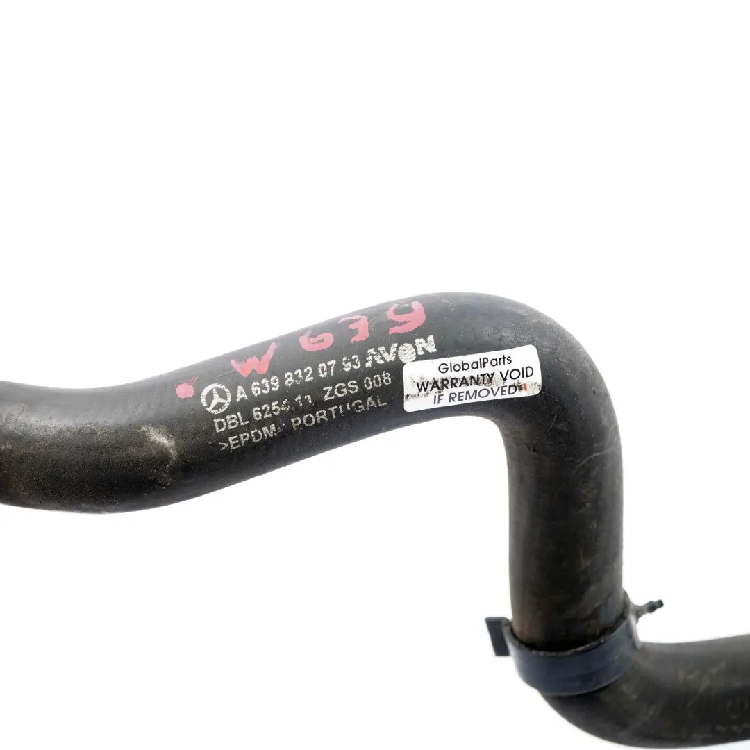 OM646 Tuyau de retour du liquide de refroidissement Mercedes Vito W639 - SKU A6398320793 - Numéro de pièce A6398320793