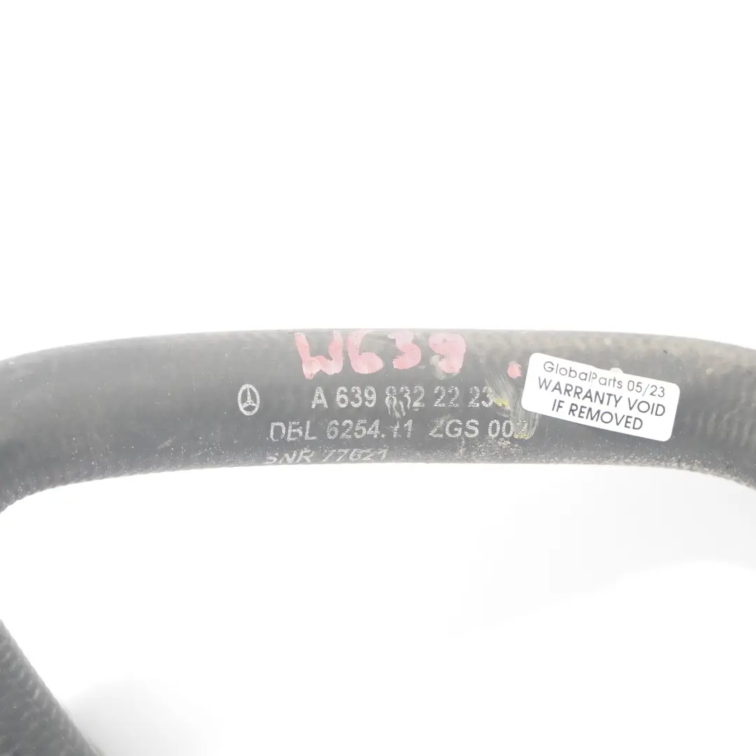 Water Hose Mercedes Vito Viano W639 Cooling Coolant Pipe Line  - SKU A6398322223 - Part number A6398322223