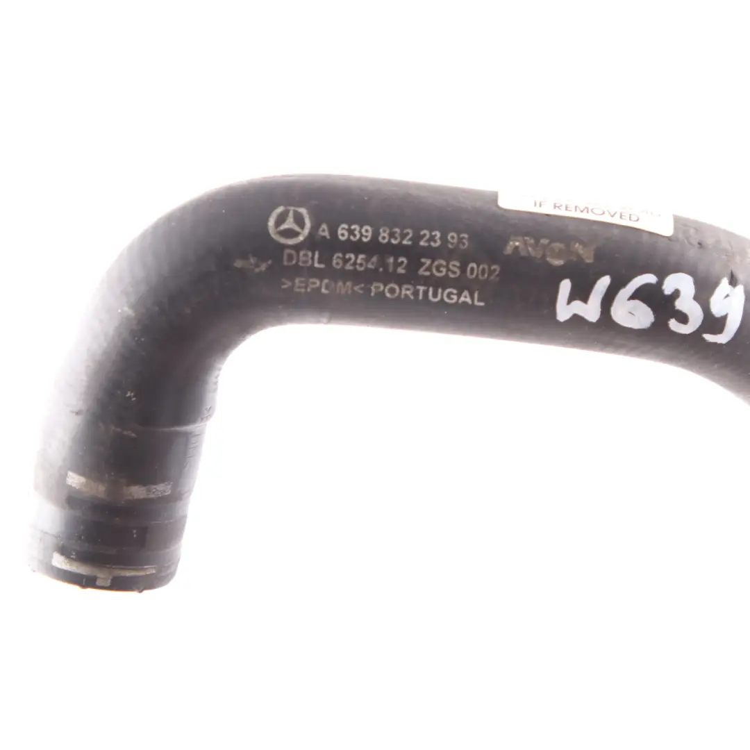 Heat Exchanger Hose Mercedes Vito W639 OM646 Water Coolant Pipe to with Part number A6398322393 Heat Exchanger Hose Mercedes Vito W639 OM646 Water Coolant Pipe - SKU A6398322393 - Part number A6398322393