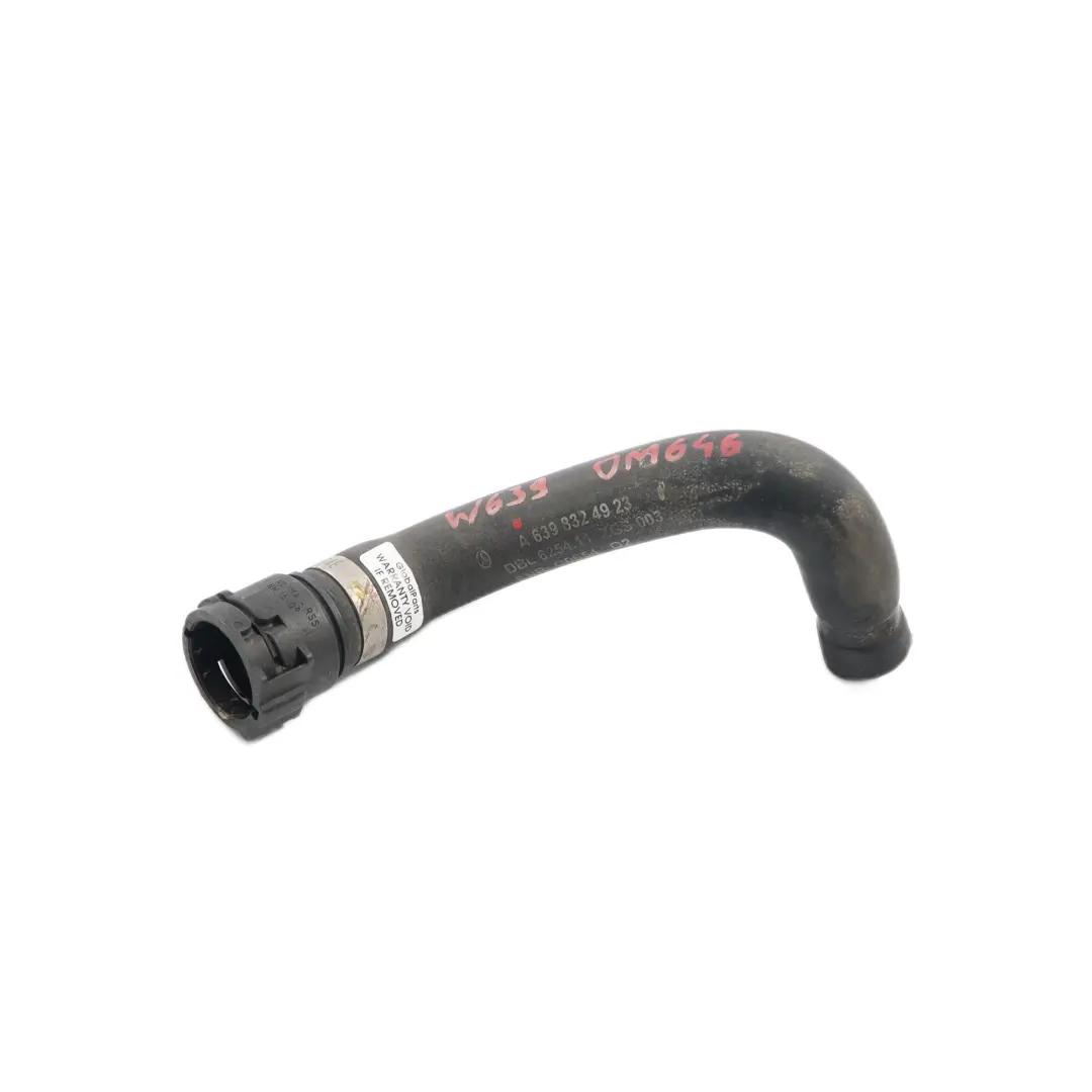 Water Hose Mercedes Vito W639 Cooling Radiator Coolant Pipe Hose to with Part number A6398324923 Water Hose Mercedes Vito W639 Cooling Radiator Coolant Pipe Hose - SKU A6398324923 - Part number A6398324923