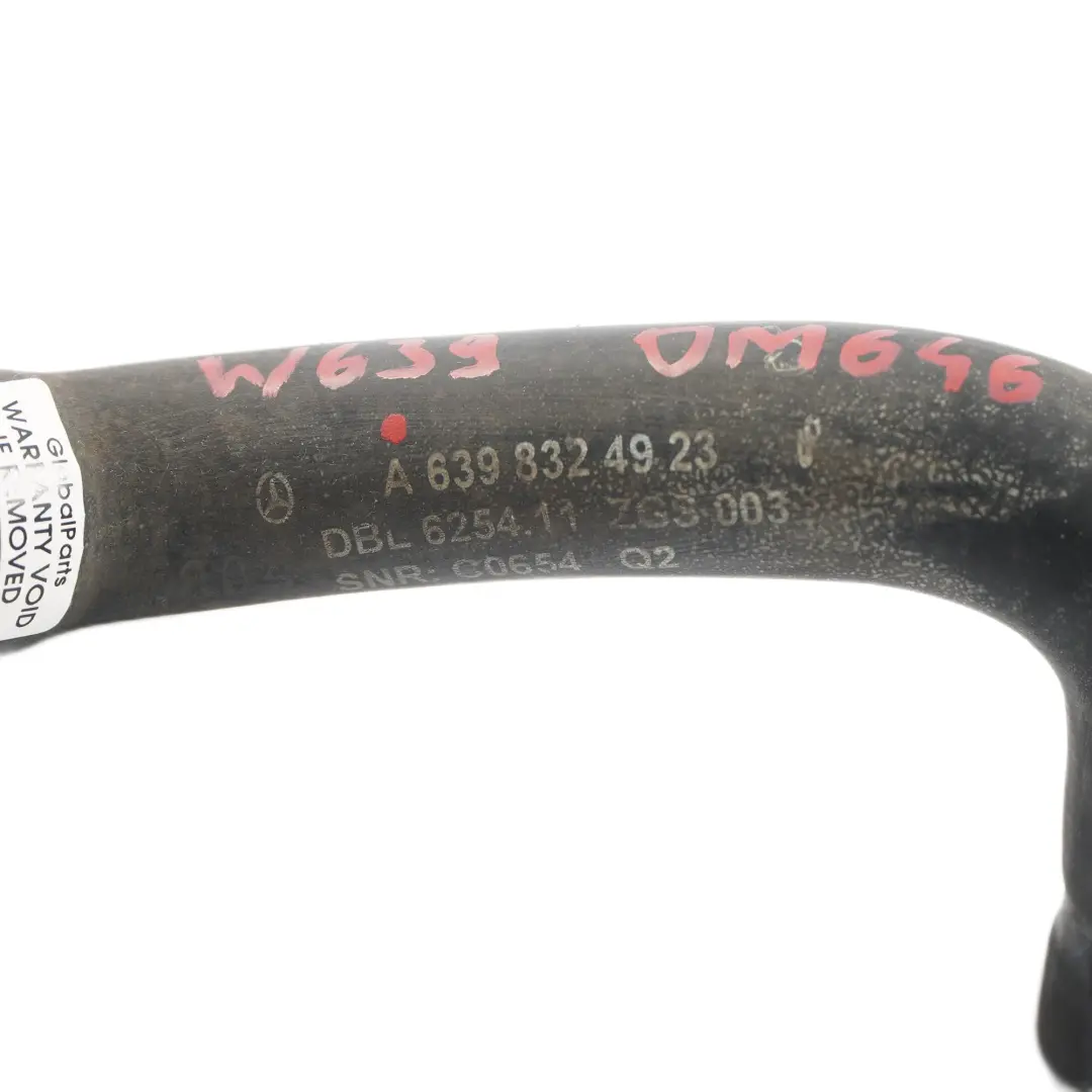 Water Hose Mercedes Vito W639 Cooling Radiator Coolant Pipe Hose to with Part number A6398324923 Water Hose Mercedes Vito W639 Cooling Radiator Coolant Pipe Hose - SKU A6398324923 - Part number A6398324923