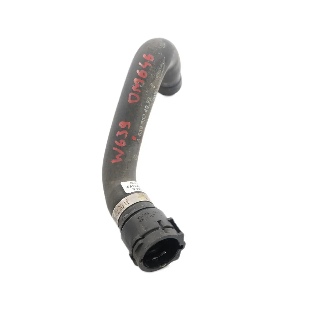  Water Hose Mercedes Vito W639 Cooling Radiator Coolant Pipe Hose - SKU A6398324923 - Part number A6398324923