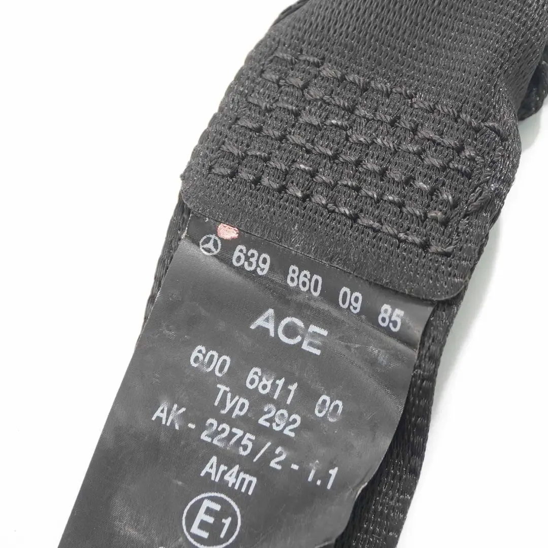 Mercedes W639 Cinturón seguridad trasero izquierdo derecho Cinturón - SKU A6398600985 - Número de pieza A6398600985
