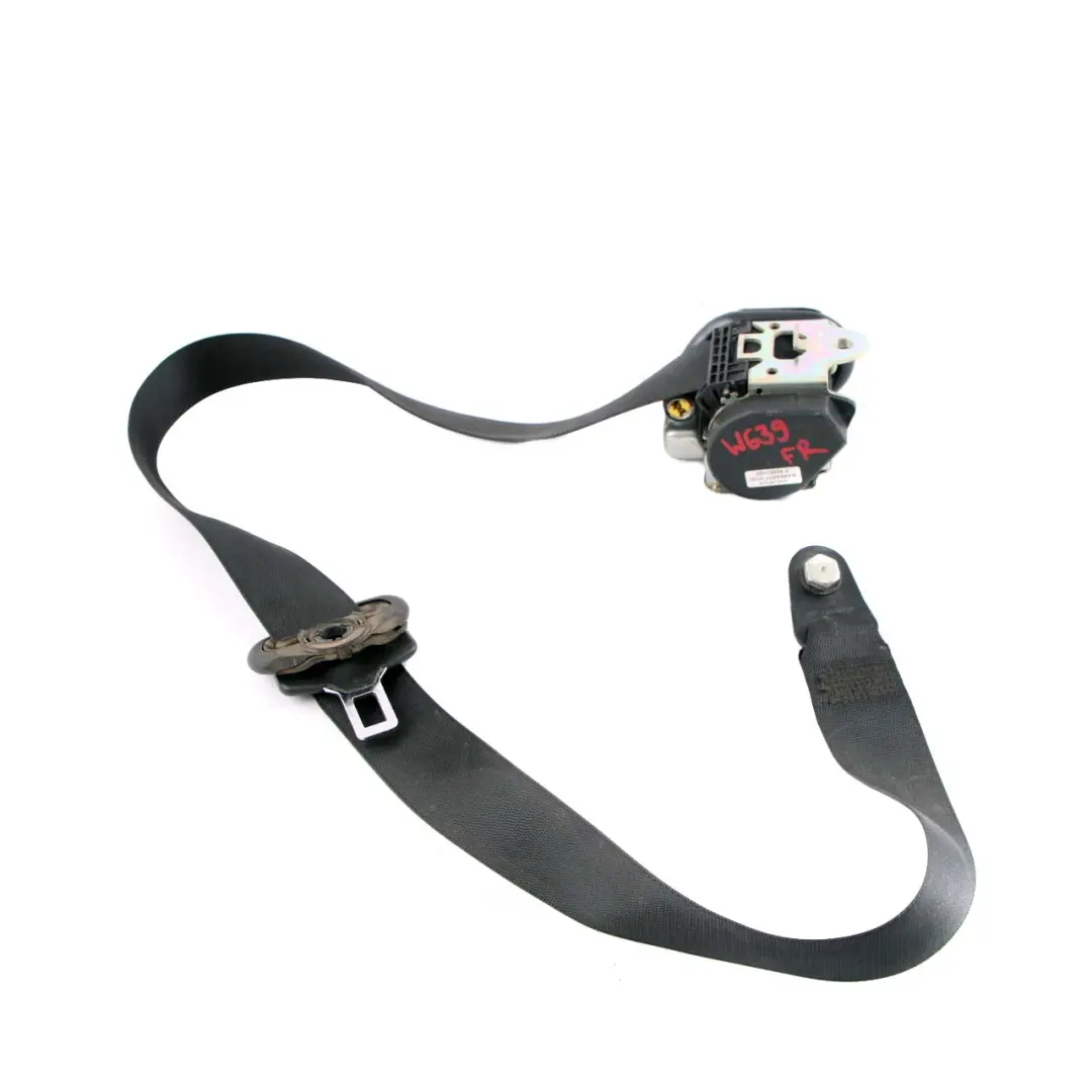 Cinturon de Seguridad Delantero Derecho Negro para Mercedes Vito W639 con número de pieza A6398603985 Mercedes Vito W639 Cinturon de Seguridad Delantero Derecho Negro - SKU A6398603985 - Número de pieza A6398603985