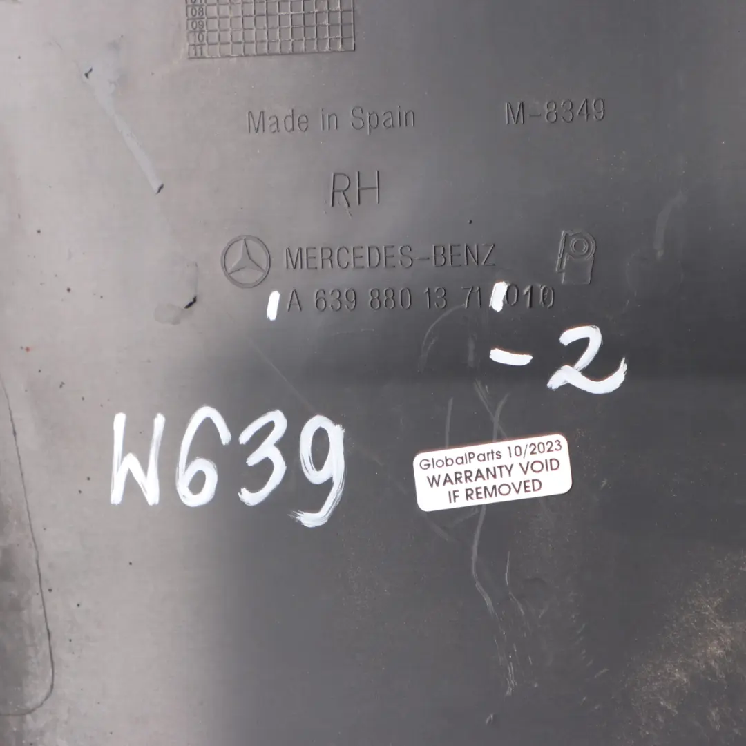 Bumper Trim Right O/S Side Corner Cover to Mercedes Vito W639 Rear with Part number A6398801371 Mercedes Vito W639 Rear Bumper Trim Right O/S Side Corner Cover - SKU A6398801371-2 - Part number A6398801371