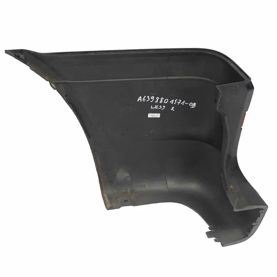 Parachoques trasero Derecho Esquina Negro Obsidiana - 197 para Mercedes Vito W639 con número de pieza A6398801571 Mercedes Vito W639 Parachoques trasero Derecho Esquina Negro Obsidiana - 197 - SKU A6398801571-OB - Número de pieza A6398801571