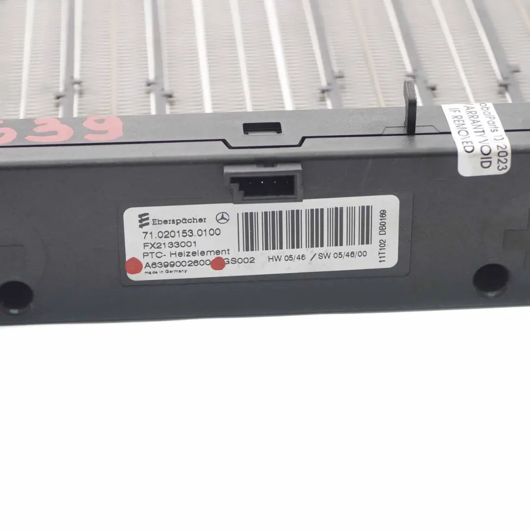 Chauffage Matrix Electrique Auxiliaire pour Mercedes W639 à propos du numéro de pièce A6399002600 Mercedes W639 Chauffage Matrix Electrique Auxiliaire - SKU A6399002600 - Numéro de pièce A6399002600