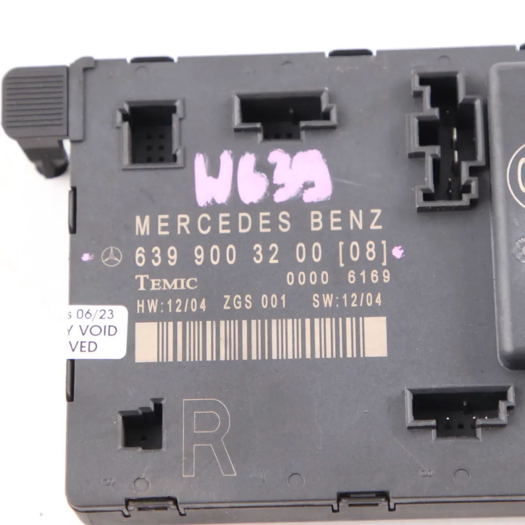 Módulo Puerta Delantera Derecha Unidad Control ECU para Mercedes W639 con número de pieza A6399003200 Mercedes W639 Módulo Puerta Delantera Derecha Unidad Control ECU - SKU A6399003200 - Número de pieza A6399003200