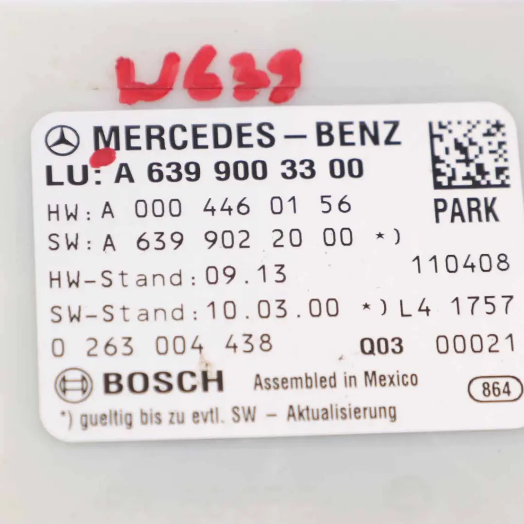 Mercedes Vito W639 Parking Module PDC Distance Control Unit Sensor - SKU A6399003300 - Part number A6399003300