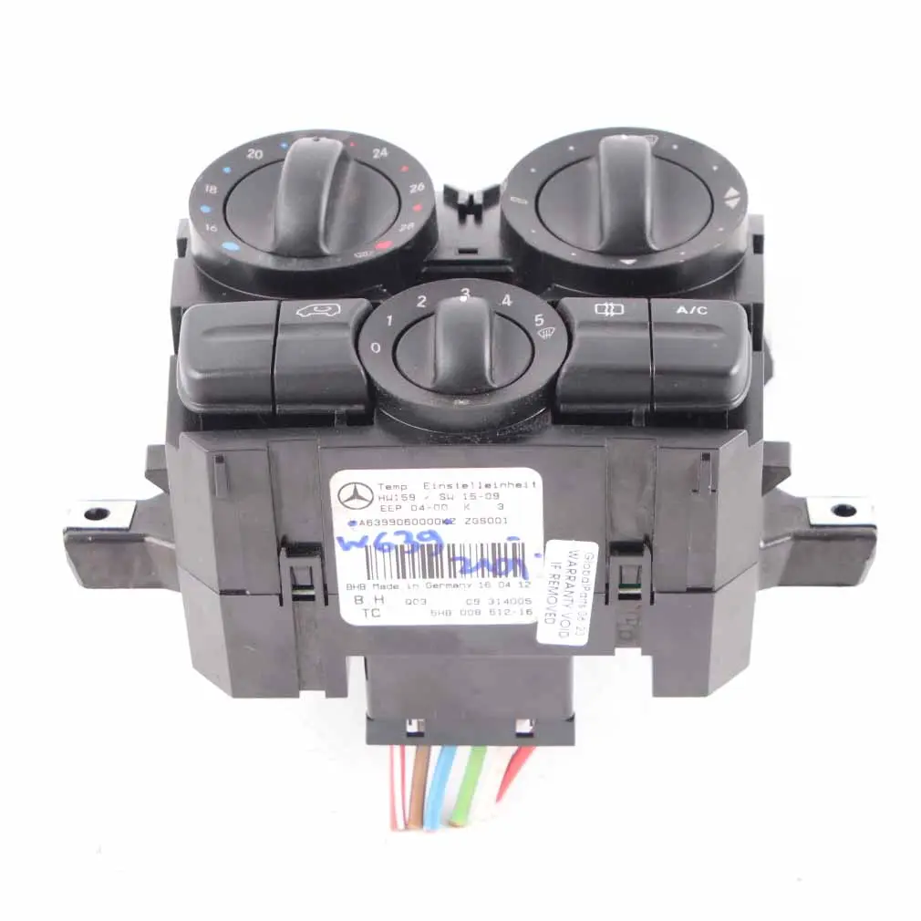 Aire Acondicionado A/C Panel Control Interruptor para Mercedes Vito W639 con número de pieza A6399060000 Mercedes Vito W639 Aire Acondicionado A/C Panel Control Interruptor - SKU A6399060000 - Número de pieza A6399060000