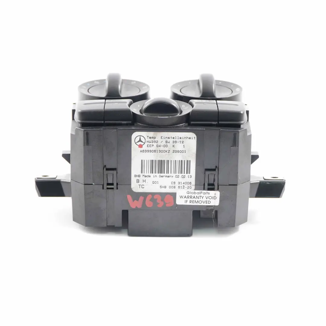 Panneau Commande l'Unité Climatisation pour Mercedes Vito W639 à propos du numéro de pièce A6399061300 Mercedes Vito W639 Panneau Commande l'Unité Climatisation - SKU A6399061300 - Numéro de pièce A6399061300