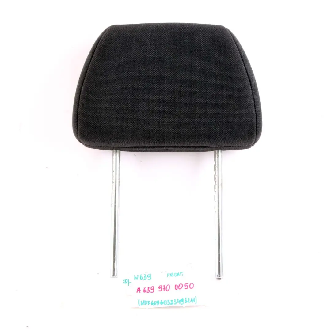 Headrest Front Left Right Seat N/O/S Cloth Fabric Black to Mercedes Vito W639 with Part number A6399700050 Mercedes Vito W639 Headrest Front Left Right Seat N/O/S Cloth Fabric Black - SKU A6399700050 - Part number A6399700050
