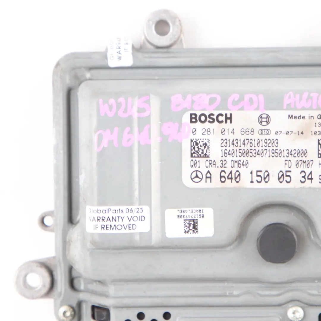 OM640.940 109HP Engine Control Unit ECU to Mercedes W245 B 180 CDI with Part number A6401500534 Mercedes W245 B 180 CDI OM640.940 109HP Engine Control Unit ECU - SKU A6401500534 - Part number A6401500534