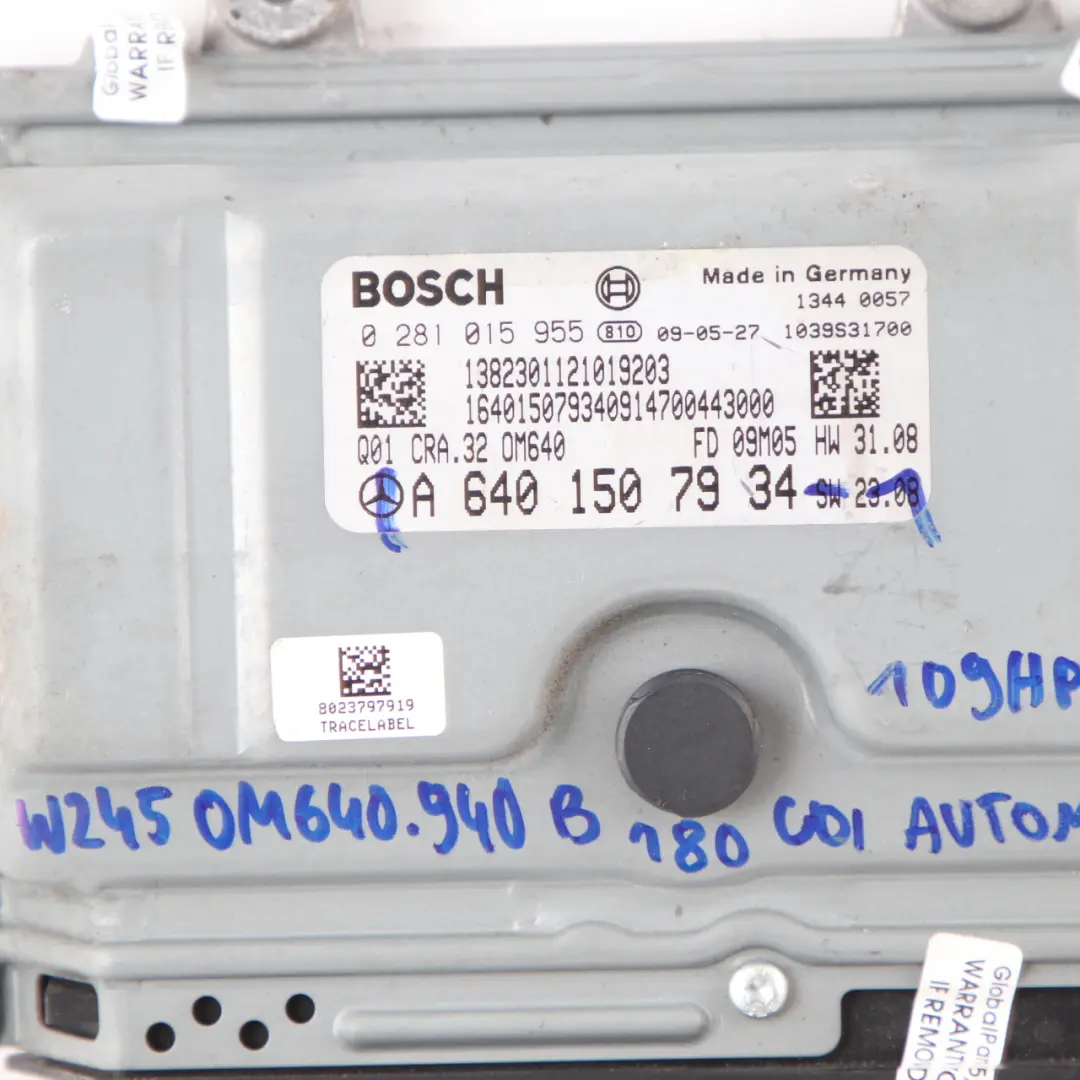 Mercedes W169 W245 A180 B180 CDI Engine Control Module Automatic - SKU A6401507934-1 - Part number A6401507934