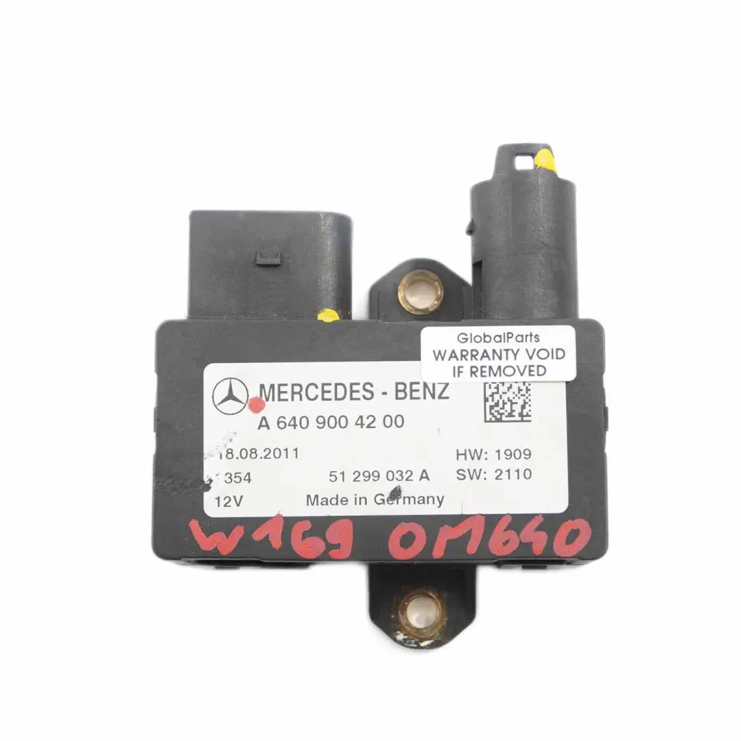 Modulo Unità Relè Candelette OM640 Motore Diesel per Mercedes W169 W245 con numero di parte A6409004200 Mercedes W169 W245 Modulo Unità Relè Candelette OM640 Motore Diesel - SKU A6409004200 - Numero di parte A6409004200