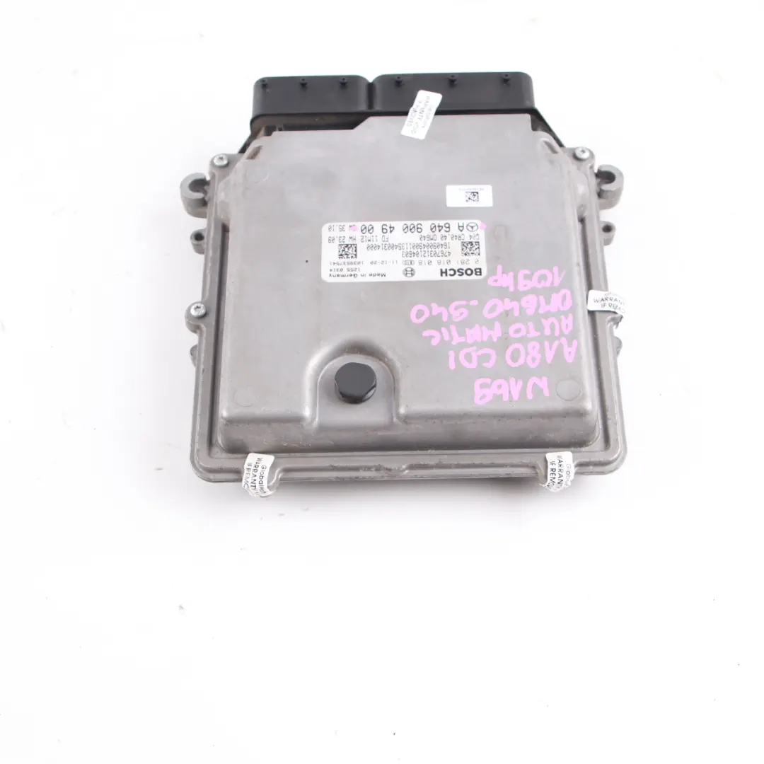 A180 CDI OM640.940 109HP Engine Control Unit ECU to Mercedes W169 with Part number A6409004900 Mercedes W169 A180 CDI OM640.940 109HP Engine Control Unit ECU - SKU A6409004900 - Part number A6409004900