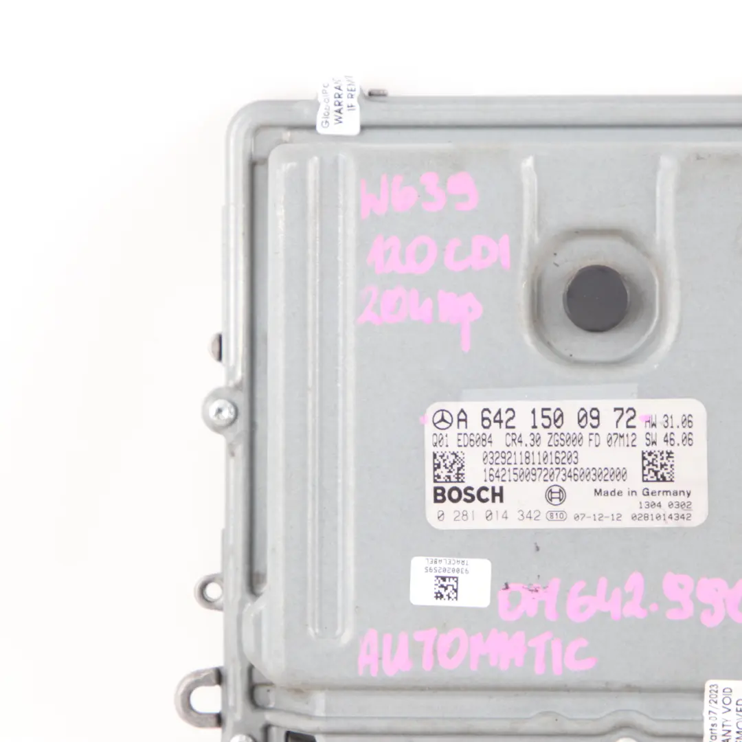 OM642.990 120 CDI 204HP Engine Unit Module ECU to Mercedes W639 with Part number A6421500972 Mercedes W639 OM642.990 120 CDI 204HP Engine Unit Module ECU - SKU A6421500972 - Part number A6421500972