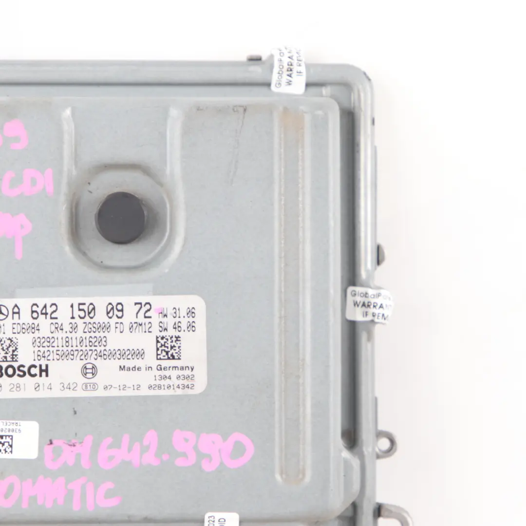 OM642.990 120 CDI 204HP Engine Unit Module ECU to Mercedes W639 with Part number A6421500972 Mercedes W639 OM642.990 120 CDI 204HP Engine Unit Module ECU - SKU A6421500972 - Part number A6421500972