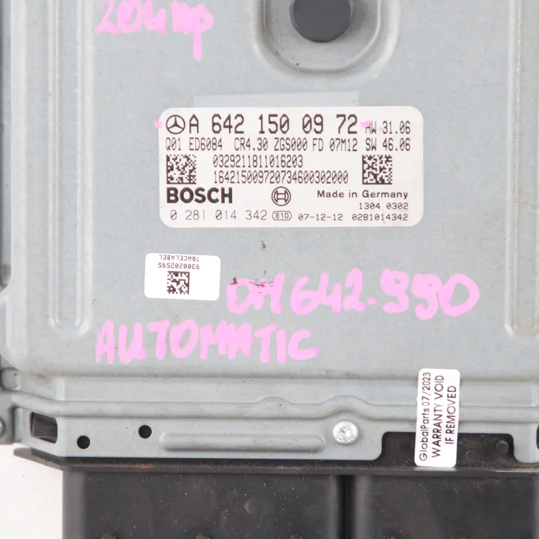 Mercedes W639 OM642.990 120 CDI 204HP Engine Unit Module ECU - SKU A6421500972 - Part number A6421500972