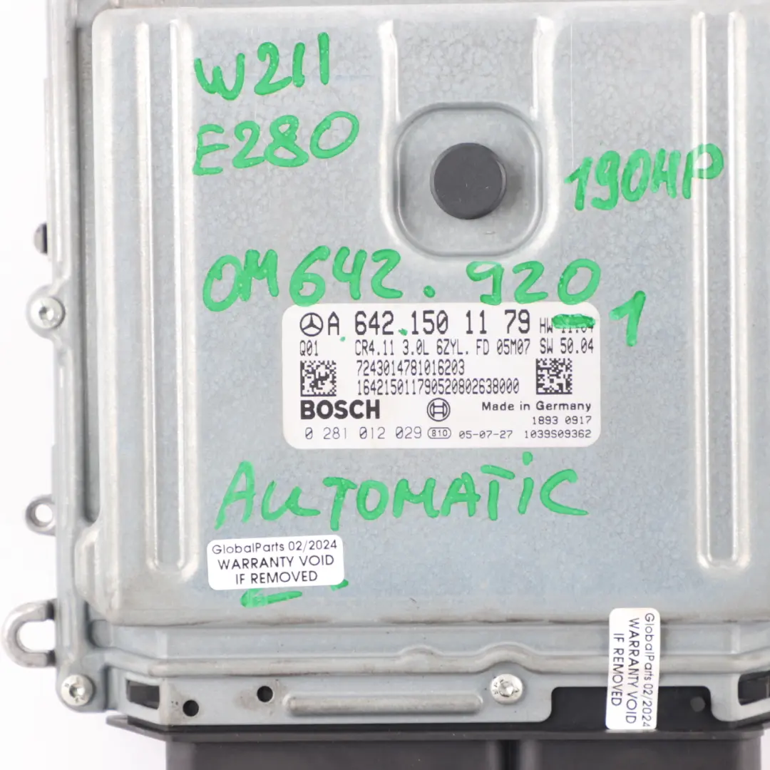 Mercedes W211 E280 CDI OM642.920 Engine Module ECU Kit Key Lock - SKU A6421501179-1 - Part number A6421501179