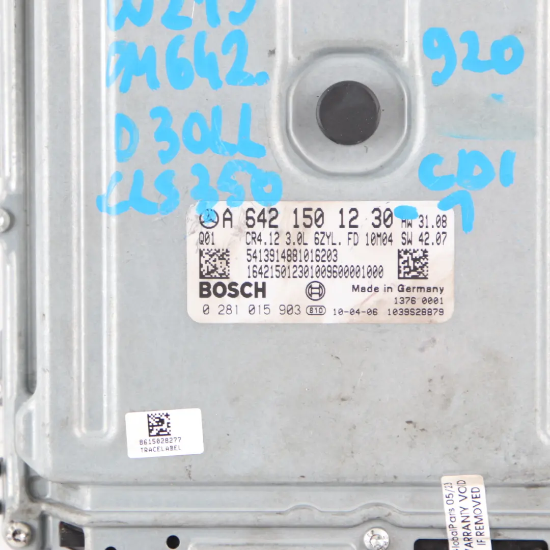 Mercedes W219 CLS350 CDI OM642.920 Engine Module ECU Kit Key Lock - SKU A6421501230-1 - Part number A6421501230