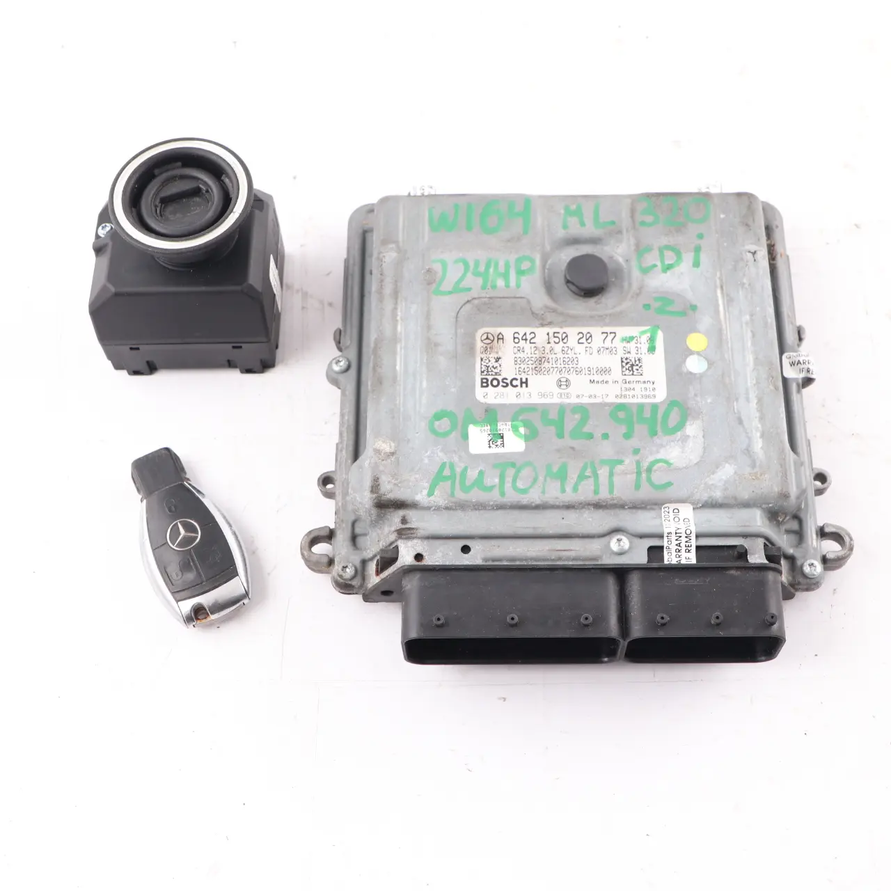 Mercedes W164 ML320 OM642.940 224HP Diesel Engine Unit ECU Kit A6421502077 + Key