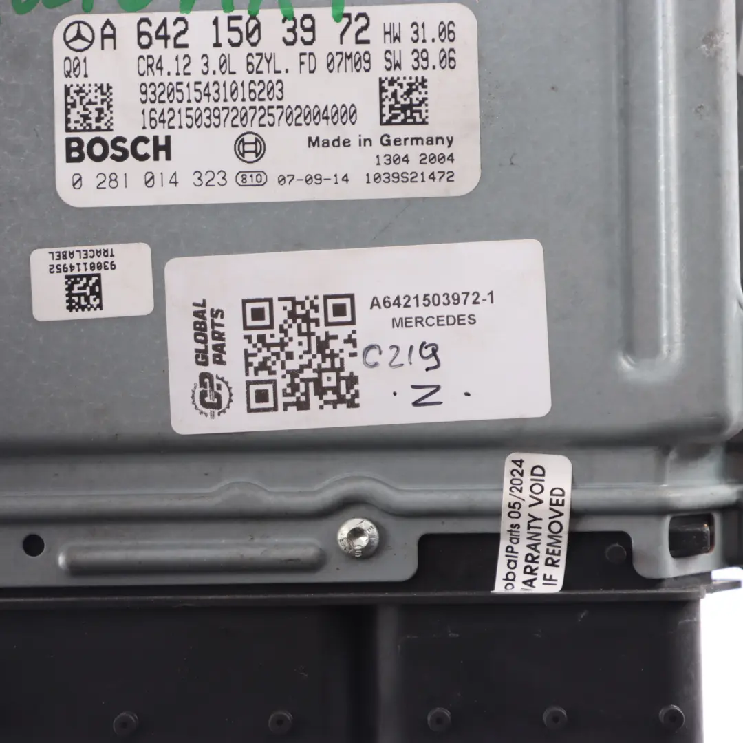 Mercedes C219 CLS 320 642.920 224HP Engine Unit ECU Kit Key Lock - SKU A6421503972-1 - Part number A6421503972