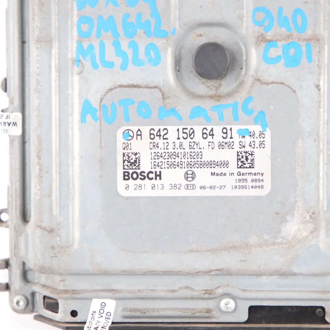 ML320 CDI OM642.940 Engine Module ECU Kit + 2 Keys to Mercedes W164 with Part number A6421506491 Mercedes W164 ML320 CDI OM642.940 Engine Module ECU Kit + 2 Keys - SKU A6421506491-1 - Part number A6421506491