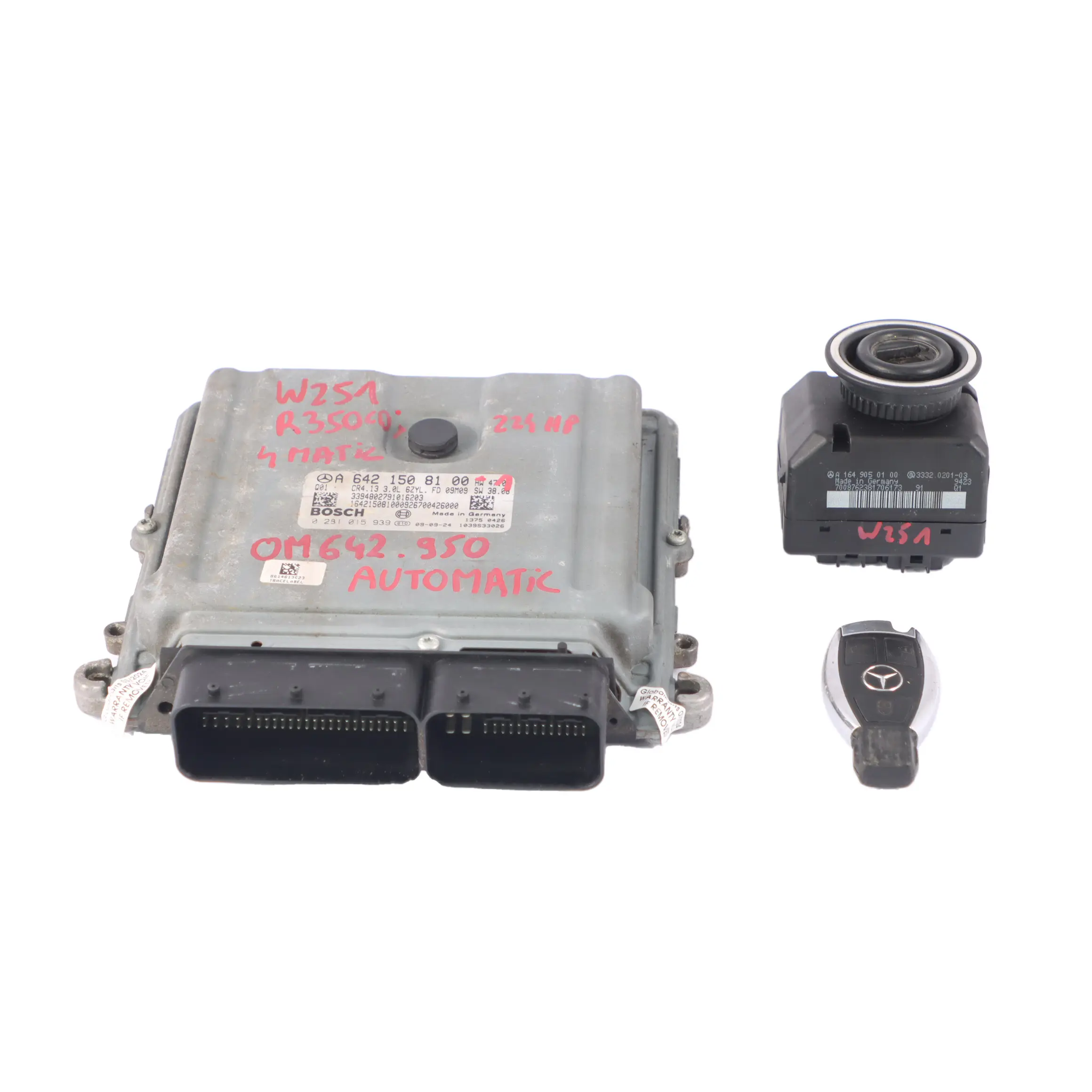 Mercedes W251 R 350 CDI 642.950 224HP Motore ECU Kit A6421508100 Blocco chiave