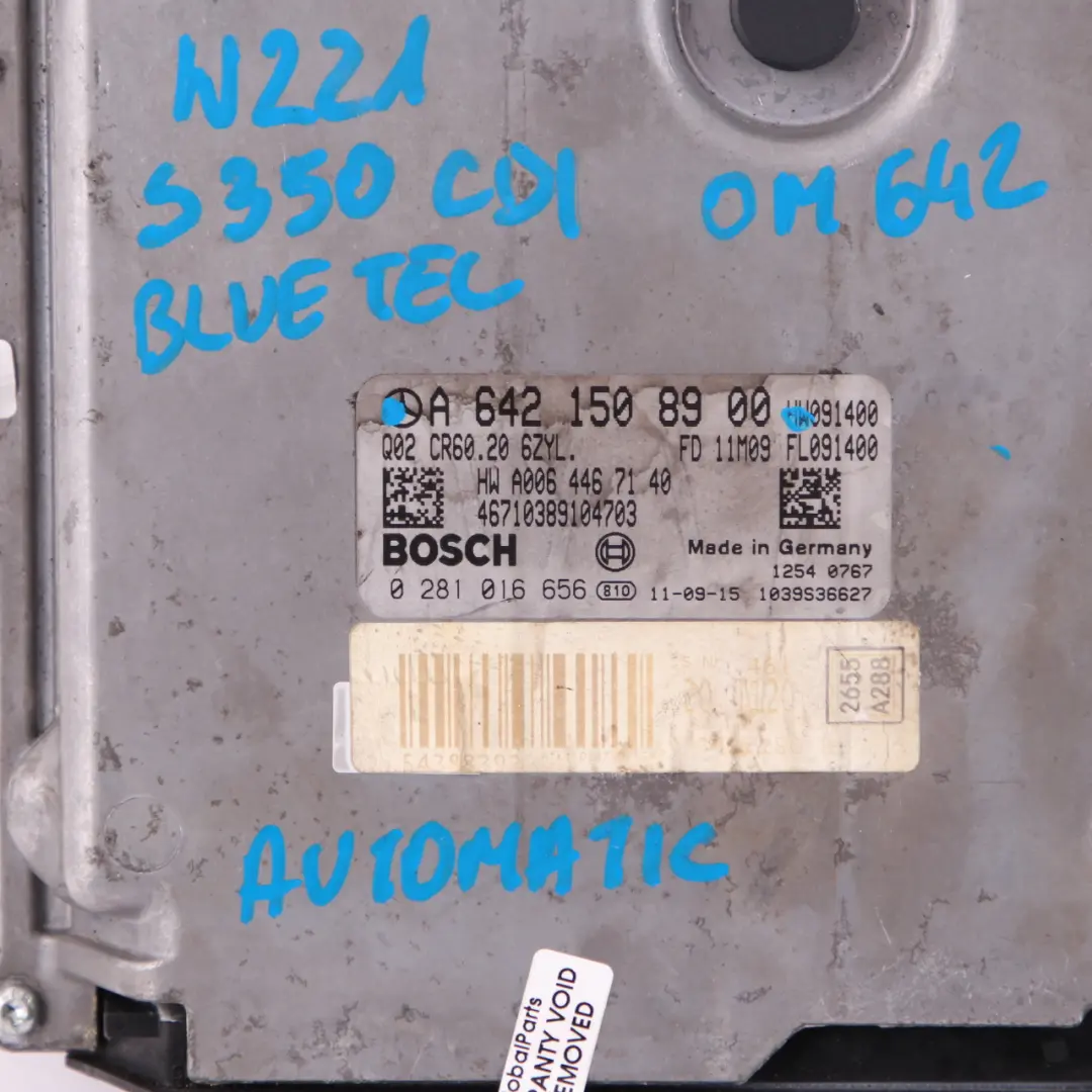  Mercedes-Benz W221 S350 CDI Bluetec OM642 Unidad Control Motor ECU - SKU A6421508900 - Número de pieza A6421508900