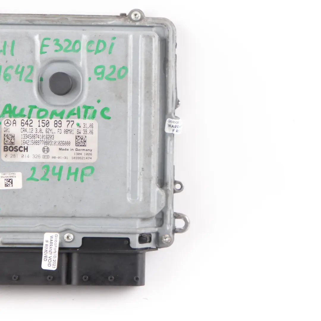 OM642.920 224HP Engine Module ECU Automatic to Mercedes W211 E320 CDI with Part number A6421508977 Mercedes W211 E320 CDI OM642.920 224HP Engine Module ECU Automatic - SKU A6421508977 - Part number A6421508977