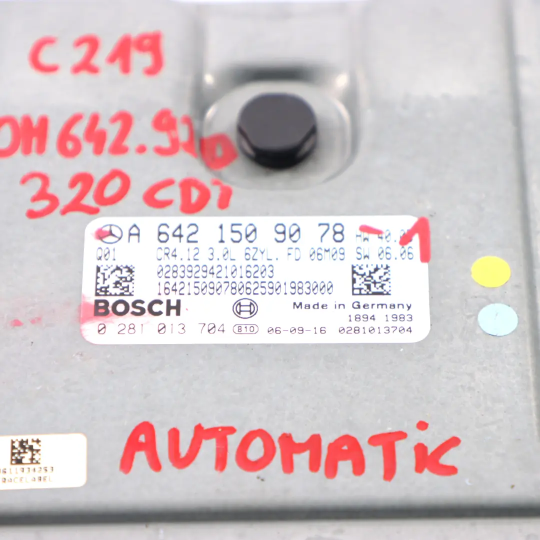 Mercedes C219 CLS320 CDI OM642.920 Módulo Motor ECU Kit Automático - SKU A6421509078-1 - Número de pieza A6421509078