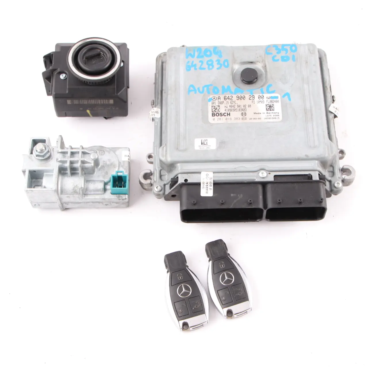 Mercedes W204 C350 CDI OM642.830 Engine Module ECU Kit A6429002900 Keys Lock
