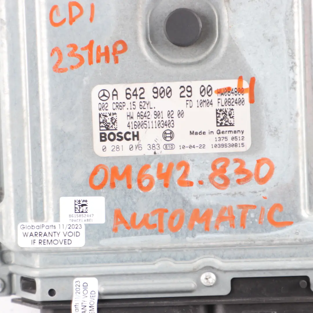 Mercedes W204 C350 CDI OM642.830 Modulo Motore Kit ECU Blocco Chiave - SKU A6429002900-4 - Numero di parte A6429002900