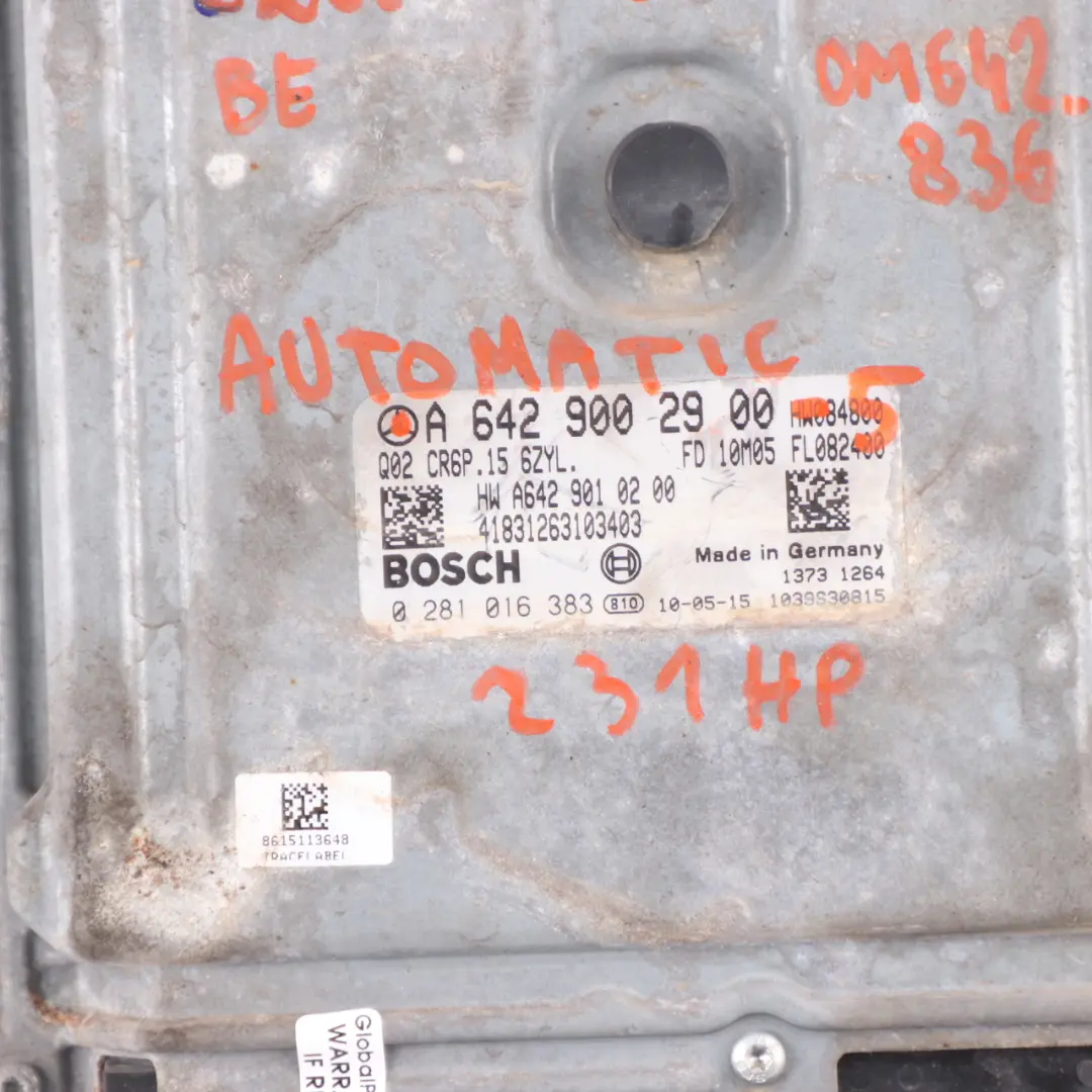 Mercedes C207 C350 CDI BE OM642.836 Motor Steuer ECU Kit Automatik - SKU A6429002900-5 - Teilenummer A6429002900