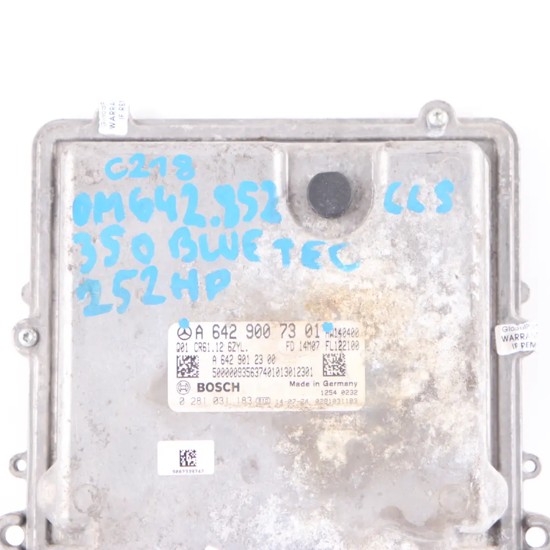 W218 CLS350CDI BlueTec OM642.852 Diesel 252HP ECU Automatic to Mercedes with Part number A6429007301 Mercedes W218 CLS350CDI BlueTec OM642.852 Diesel 252HP ECU Automatic - SKU A6429007301-1 - Part number A6429007301