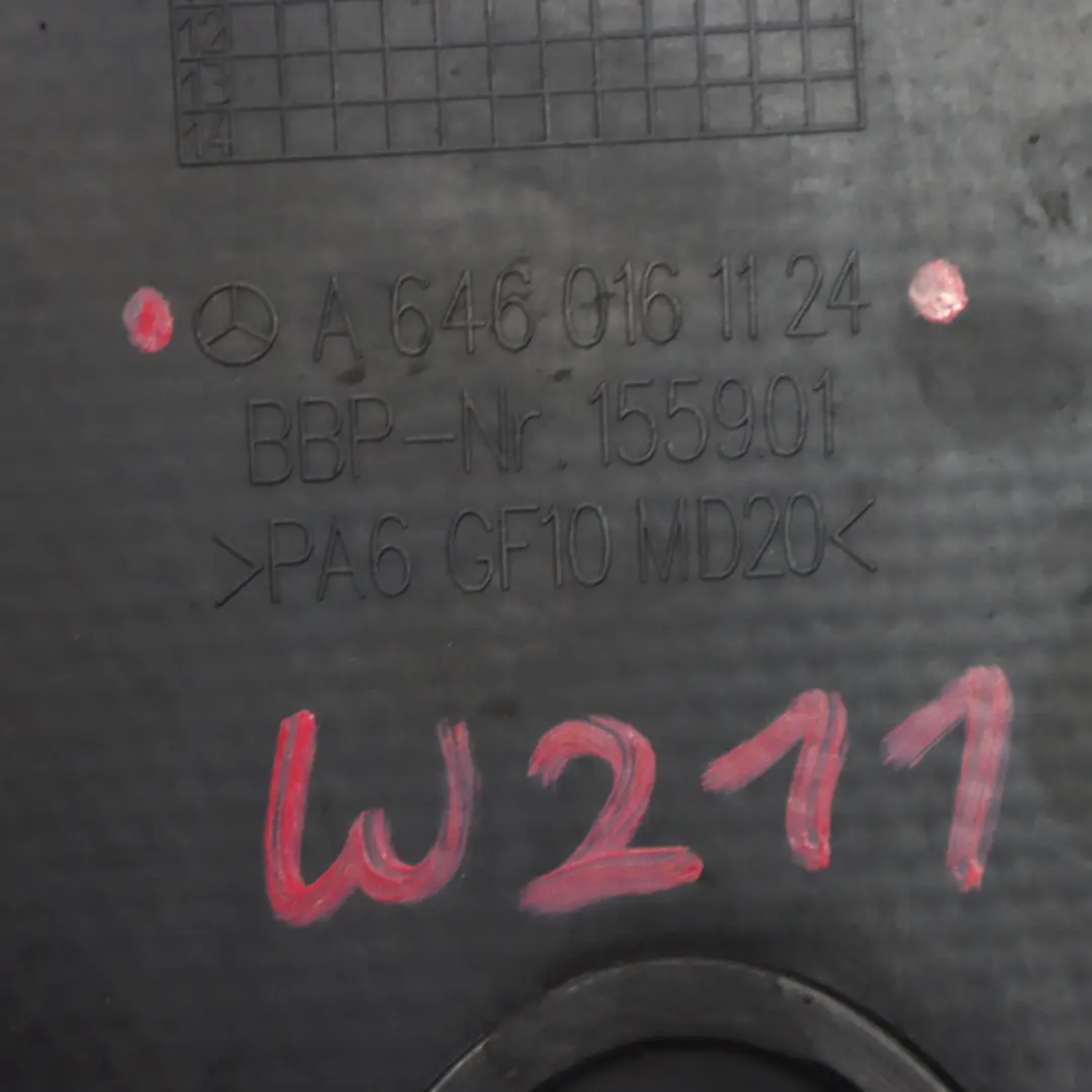 OM646 Panneau recouvrement acoustique moteur diesel A6460161124 pour Mercedes W211 à propos du numéro de pièce A6460100767 Mercedes W211 OM646 Panneau recouvrement acoustique moteur diesel A6460161124 - SKU A6460100767 - Numéro de pièce A6460100767