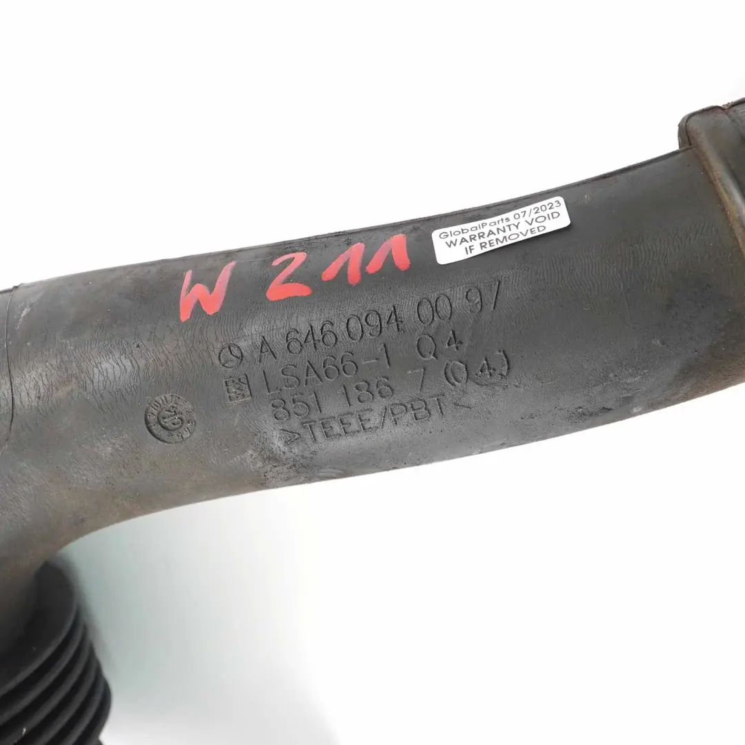 Mercedes W211 OM646 Turbo Intercooler Entrada Aire Tubo Manguera - SKU A6460940097 - Número de pieza A6460940097