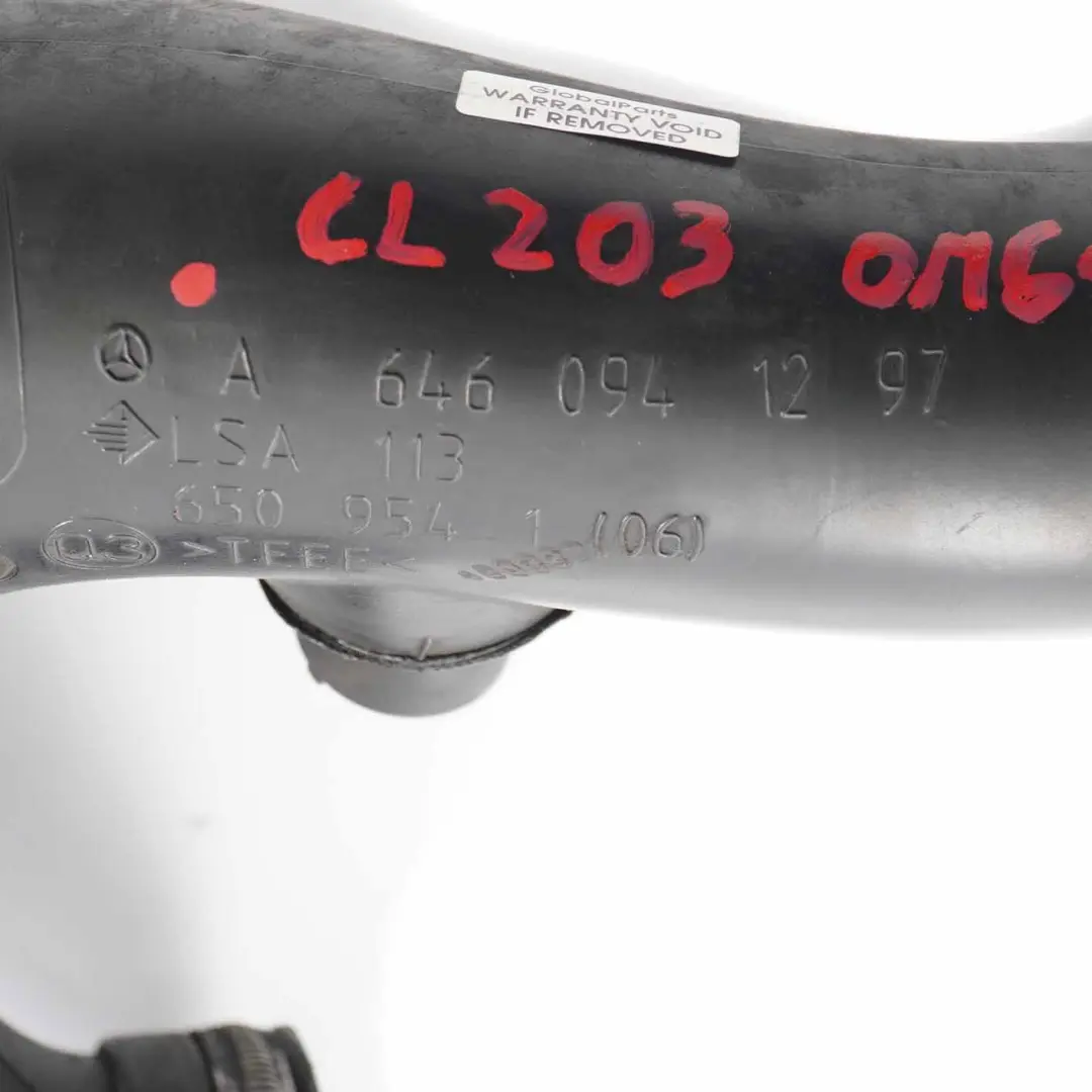 Mercedes CL203 OM646 Diesel Tube d'admission d'air Tuyau d'admission - SKU A6460941297 - Numéro de pièce A6460941297