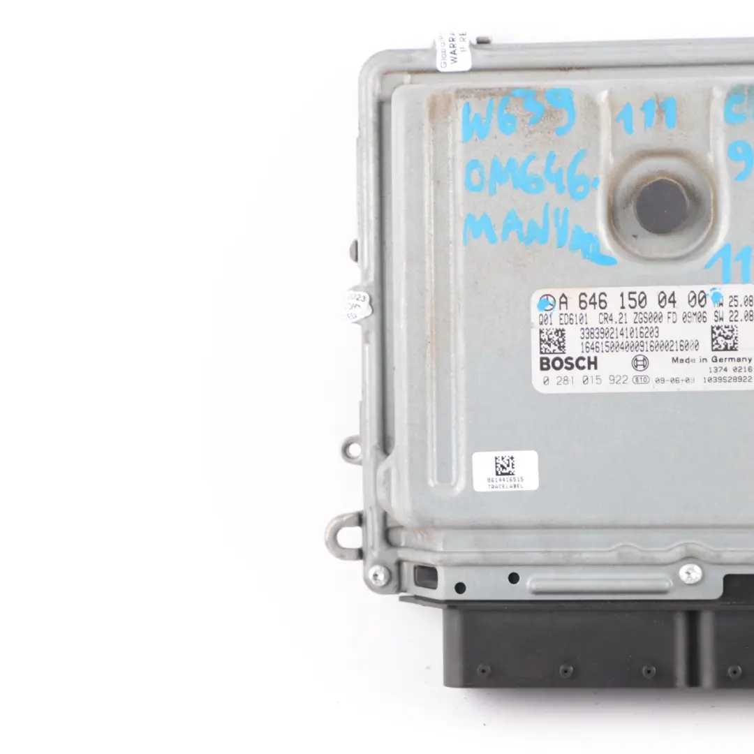 OM646.980 111 CDI 116HP Moteur ECU Manuel pour Mercedes Vito W639 à propos du numéro de pièce A6461500400 Mercedes Vito W639 OM646.980 111 CDI 116HP Moteur ECU Manuel - SKU A6461500400 - Numéro de pièce A6461500400