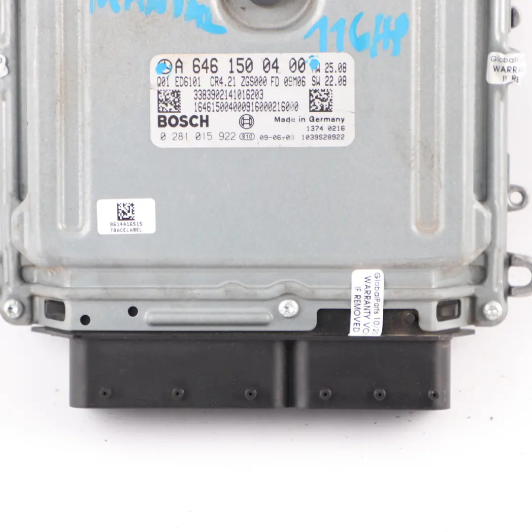 OM646.980 111 CDI 116HP Motore Modulo ECU Manuale per Mercedes Vito W639 con numero di parte A6461500400 Mercedes Vito W639 OM646.980 111 CDI 116HP Motore Modulo ECU Manuale - SKU A6461500400 - Numero di parte A6461500400