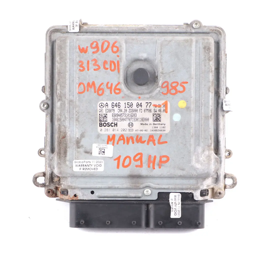 Mercedes W906 OM646.985 109HP Engine Unit Module ECU Kit + Key - SKU A6461500477-1 - Part number A6461500477