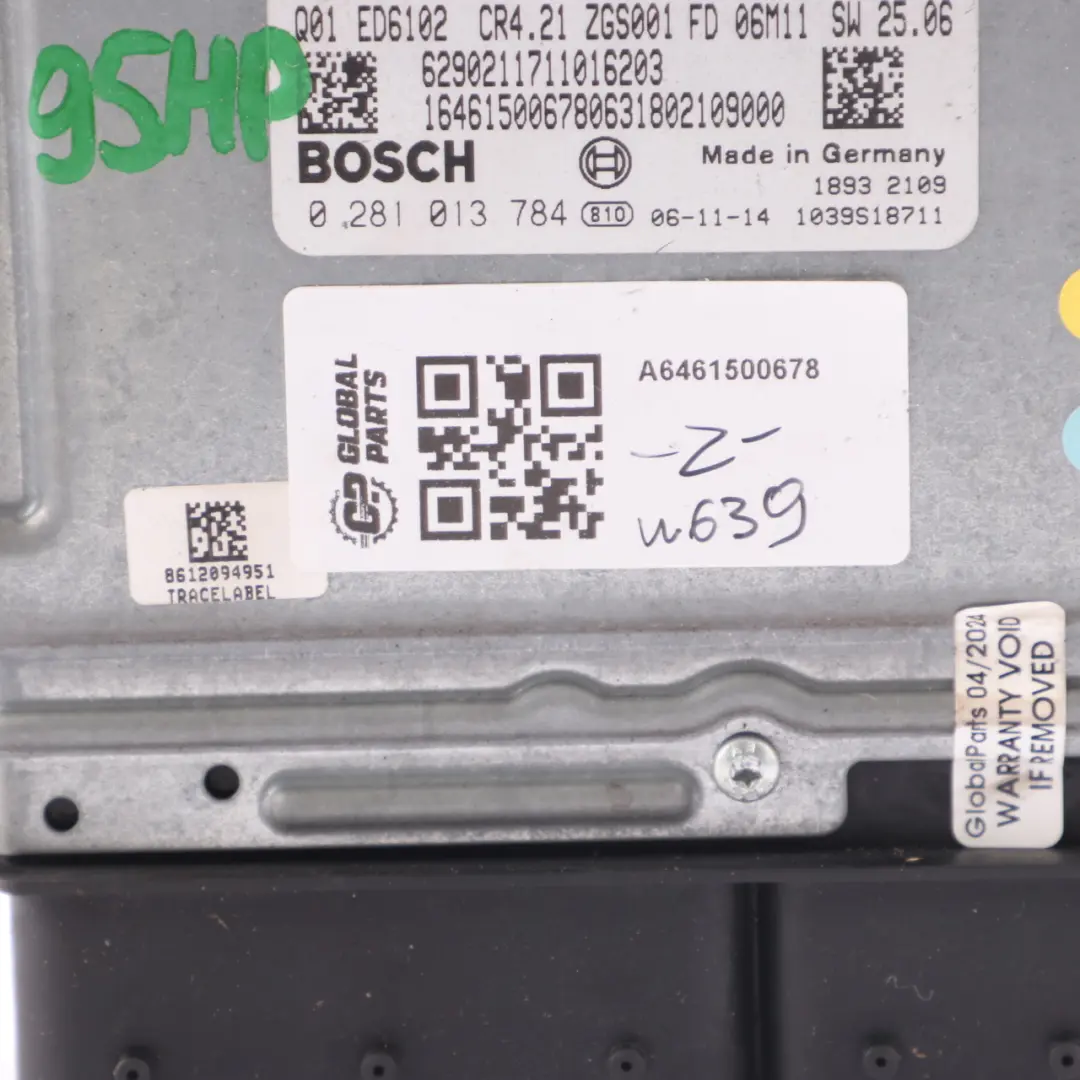 646.981 95HP Engine Unit ECU Manual to Mercedes Vito W639 109 CDI with Part number A6461500678 Mercedes Vito W639 109 CDI 646.981 95HP Engine Unit ECU Manual - SKU A6461500678 - Part number A6461500678