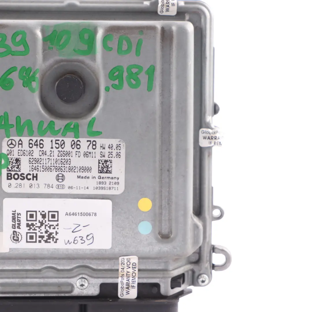646.981 95HP Engine Unit ECU Manual to Mercedes Vito W639 109 CDI with Part number A6461500678 Mercedes Vito W639 109 CDI 646.981 95HP Engine Unit ECU Manual - SKU A6461500678 - Part number A6461500678