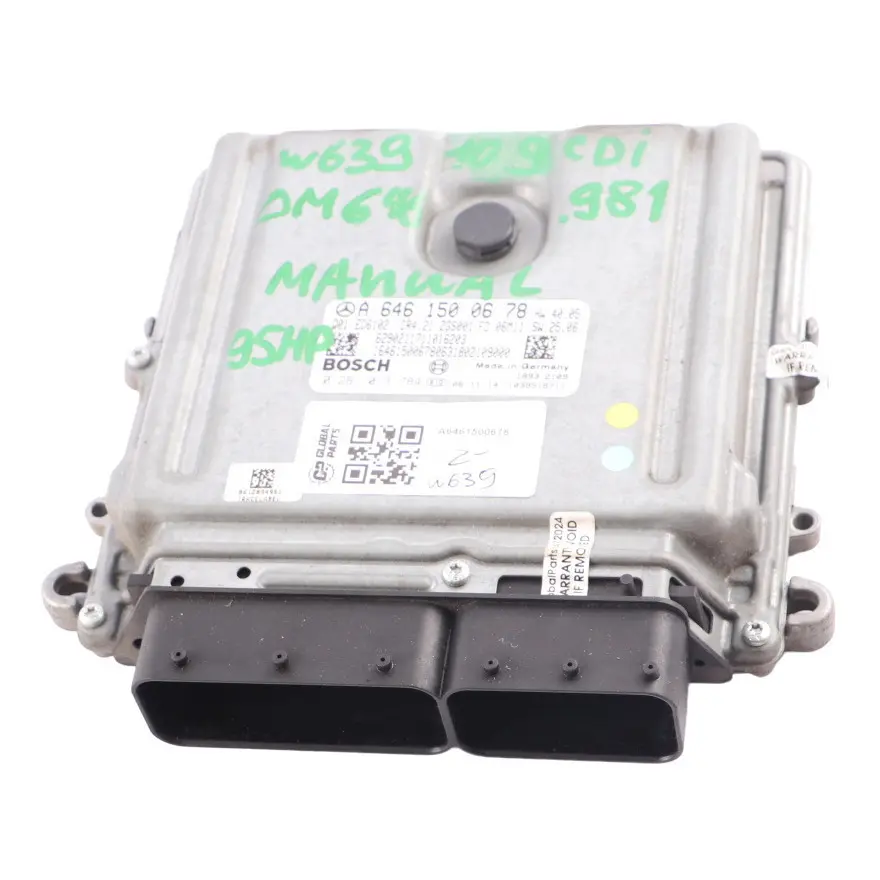 646.981 95HP Engine Unit ECU Manual to Mercedes Vito W639 109 CDI with Part number A6461500678 Mercedes Vito W639 109 CDI 646.981 95HP Engine Unit ECU Manual - SKU A6461500678 - Part number A6461500678