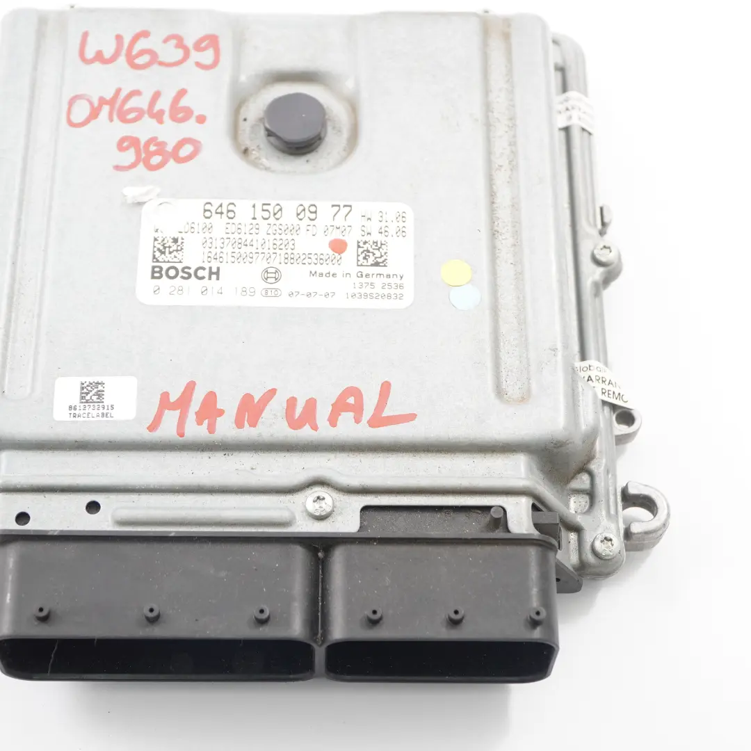 646.980 Engine Unit ECU Kit Key Lock Automatic to Mercedes Vito W639 with Part number A6461500977 Mercedes Vito W639 646.980 Engine Unit ECU Kit Key Lock Automatic - SKU A6461500977-1 - Part number A6461500977