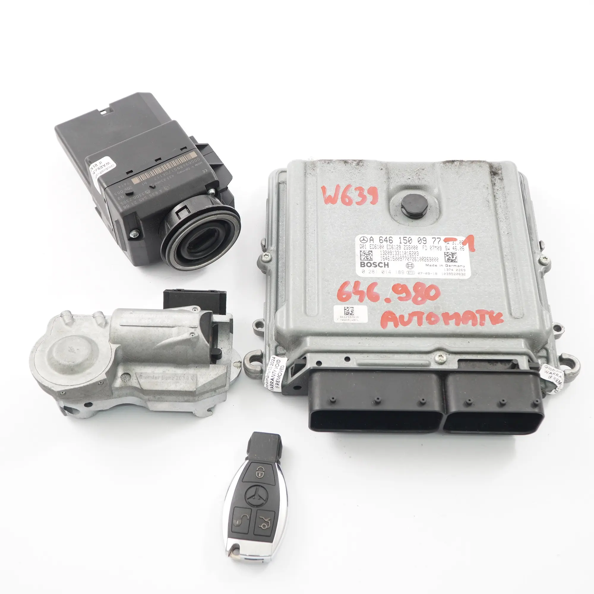 Mercedes Vito W639 646.980 Unité moteur ECU Kit A6461500977 Serrure clé