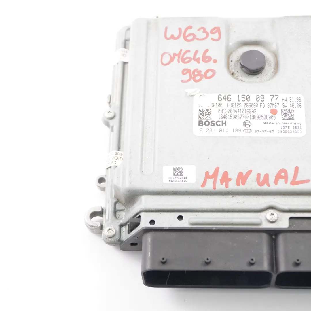 Mercedes Vito W639 OM646.980 Module l'unité l'ECU du moteur Manuel - SKU A6461500977 - Numéro de pièce A6461500977