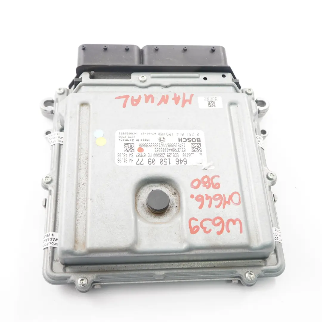 OM646.980 Motor ECU Unidad Control Módulo Manual para Mercedes Vito W639 con número de pieza A6461500977 Mercedes Vito W639 OM646.980 Motor ECU Unidad Control Módulo Manual - SKU A6461500977 - Número de pieza A6461500977