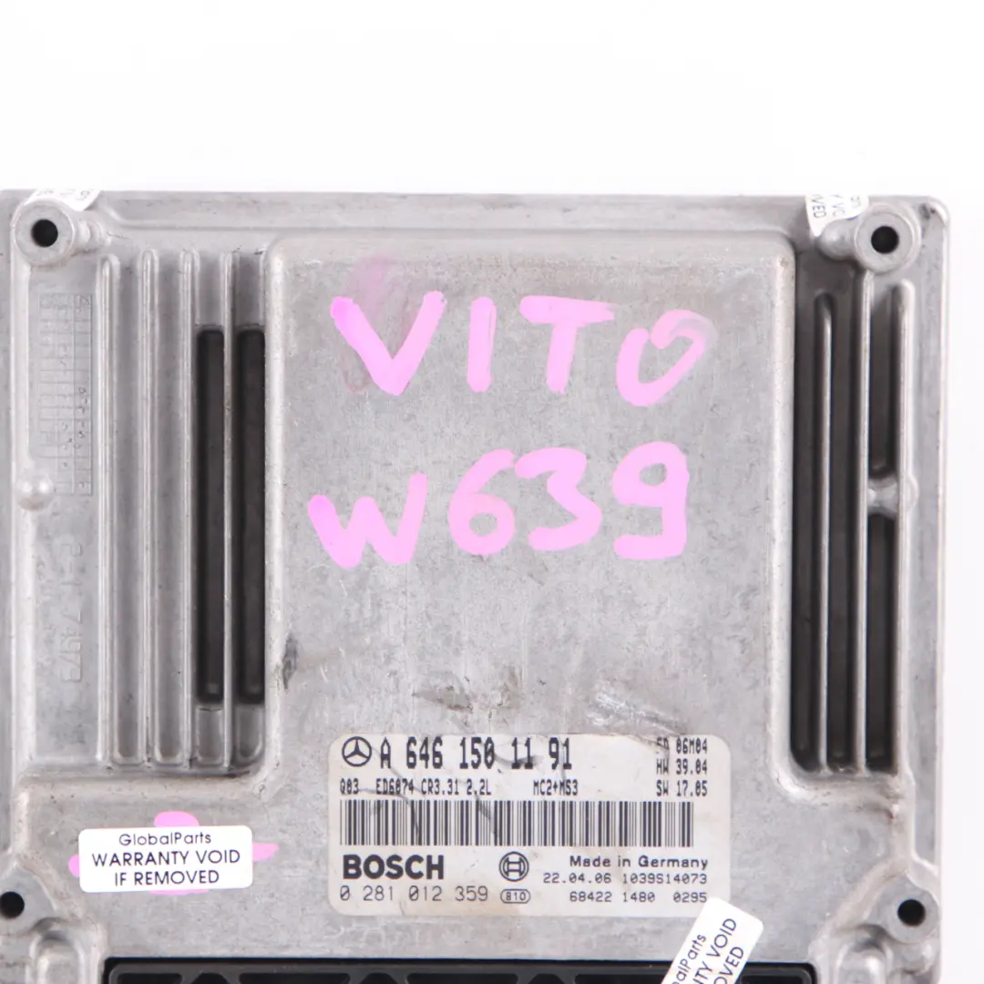 OM646 111CDI 116HP Engine Unit Module ECU Manual to Mercedes W639 Vito with Part number A6461501191 Mercedes W639 Vito OM646 111CDI 116HP Engine Unit Module ECU Manual - SKU A6461501191 - Part number A6461501191